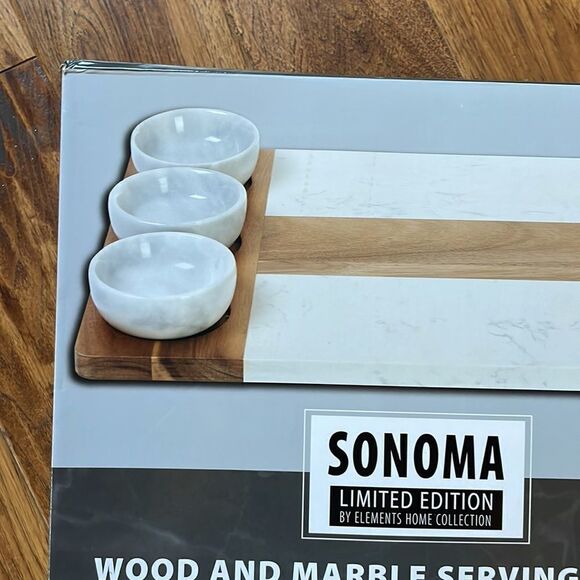 Sonoma Limited edition by elements home collection wooden marble serving platter - Picture 2 of 7
